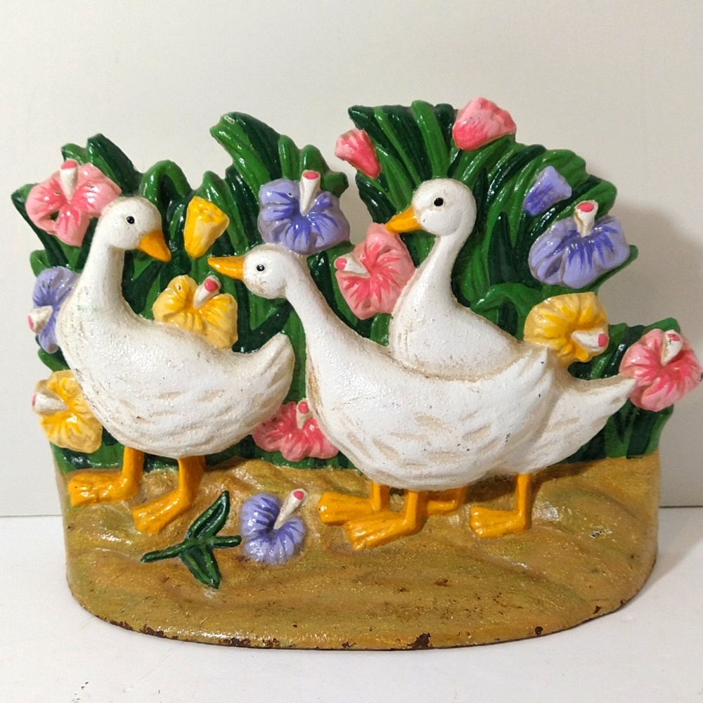 Colorful Country Duck Cast Iron Doorstop Farmhouse